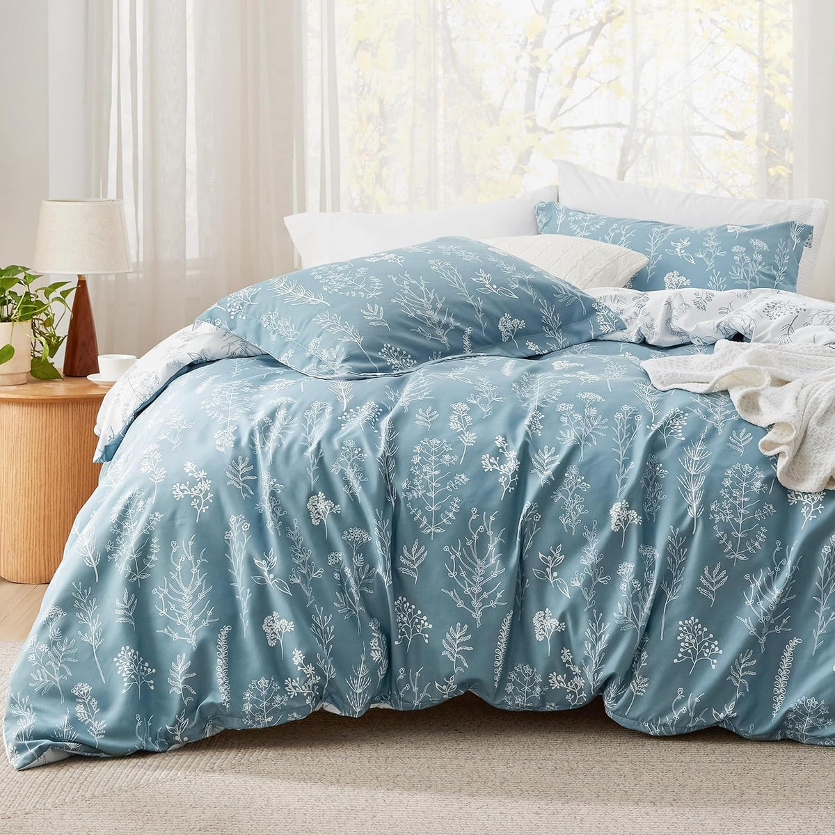 Bedsure Floral Comforter Set Cute Bedding Set Twin/Twin XL Reversible Black