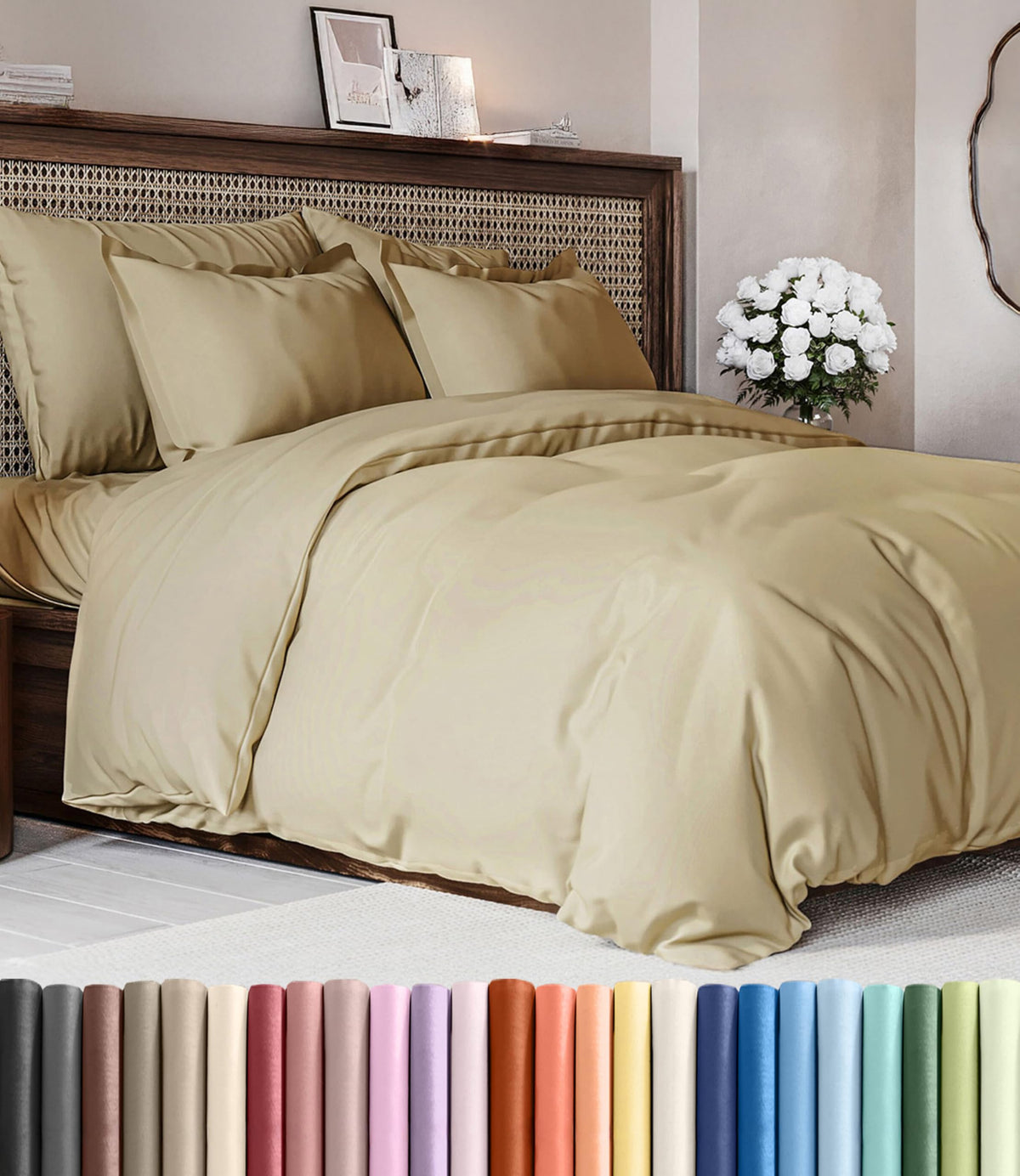 Duvet Cover Queen Size - Extra Soft 3 Piece with Zipper Closure - White