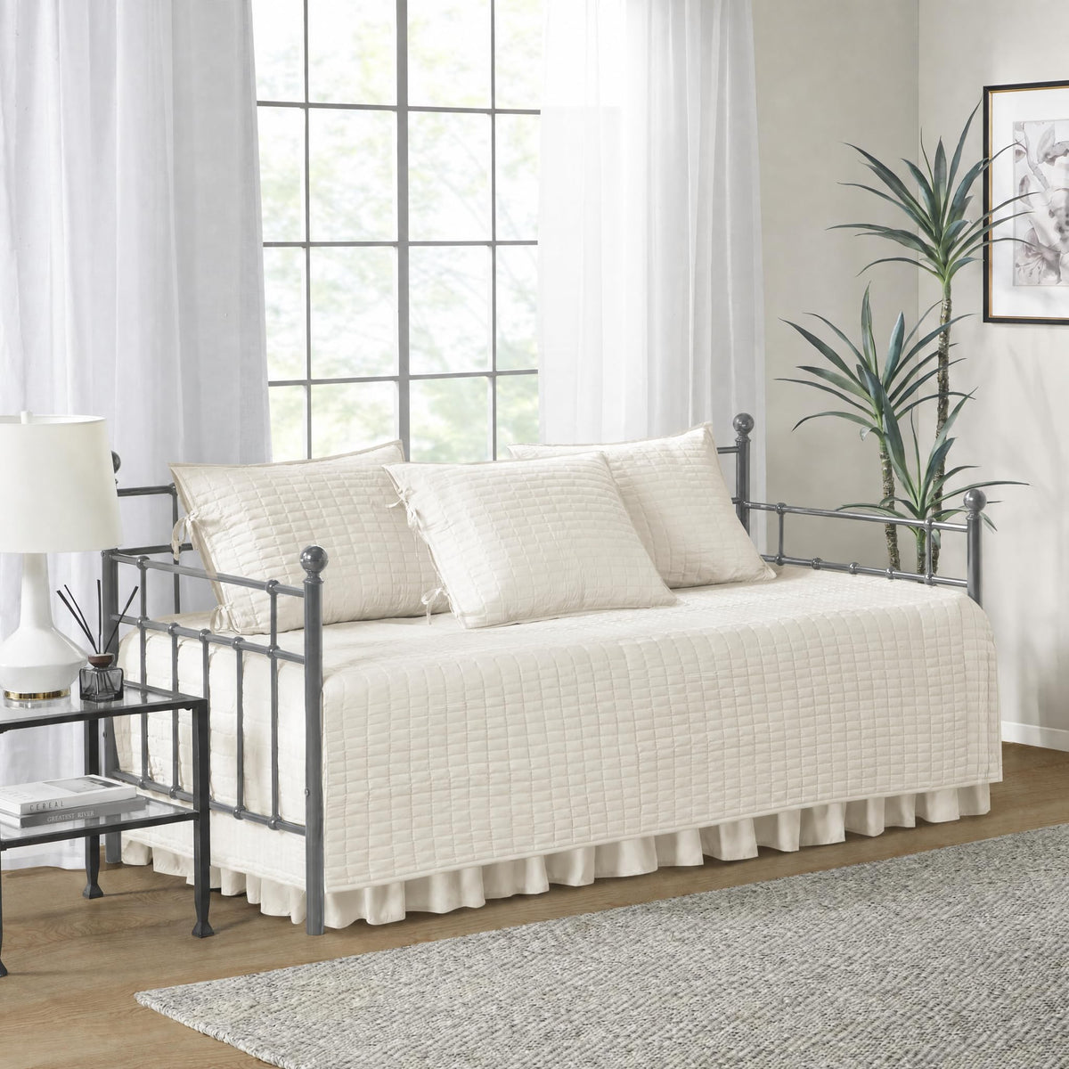 Comfort Spaces Kienna Daybed Cover Set 5 Piece with Bedskirt, 75 x 39 Blush
