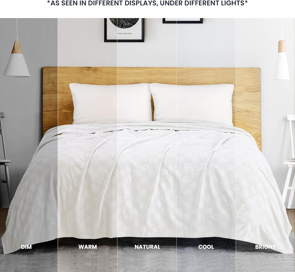 Utopia Bedding 100% Cotton Thermal Blanket White Twin, 90x72 Inches