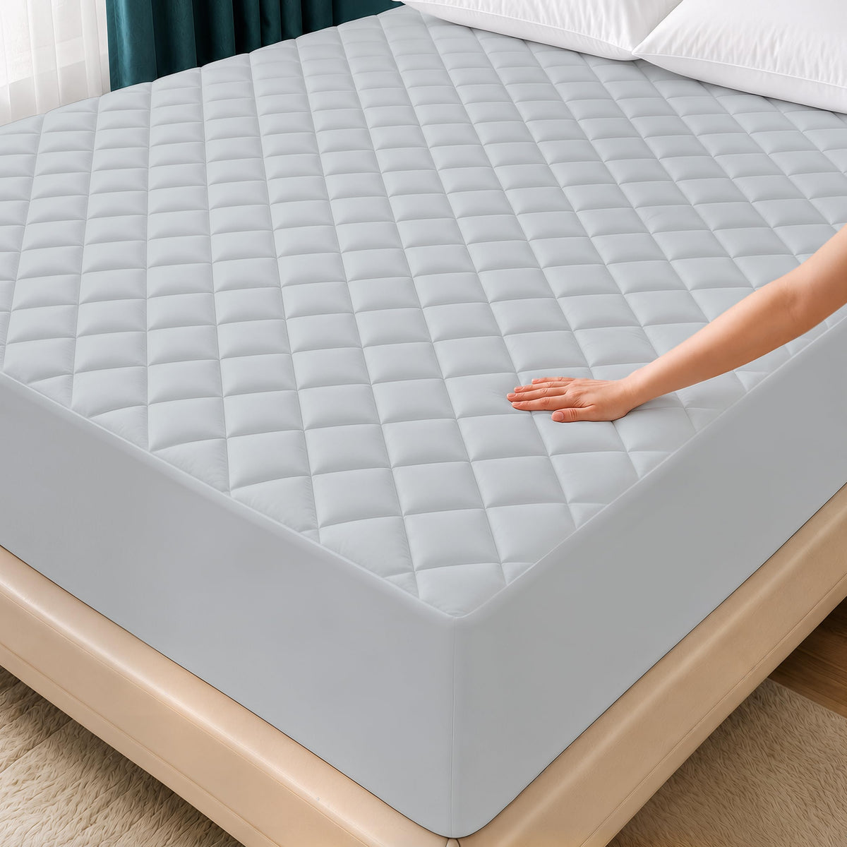 King Mattress Pad, Quilted Mattress Protector Topper fits 16" Deep Pocket