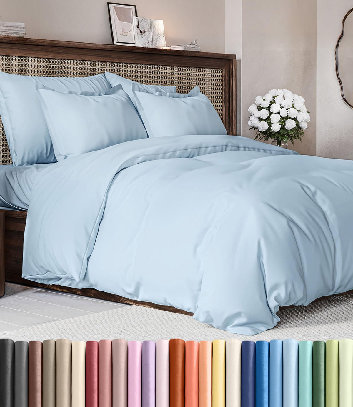 Duvet Cover Queen Size - Extra Soft 3 Piece with Zipper Closure - White