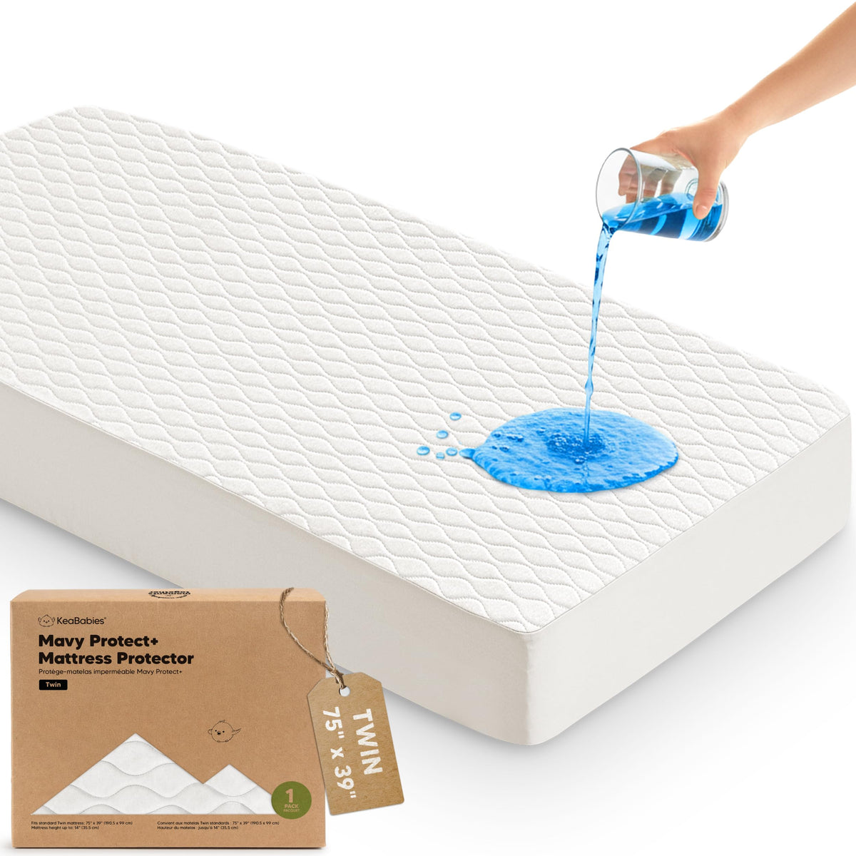 2pk Waterproof Crib Mattress Protector Cover Fitted 52x28 (Soft White/Mavy)