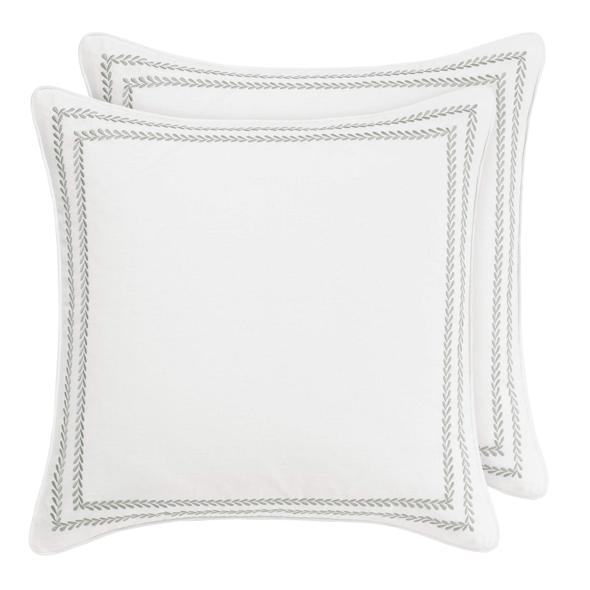 Laura Ashley - 2 Pack European Shams, 100% Cotton Embroidered Pillow Covers
