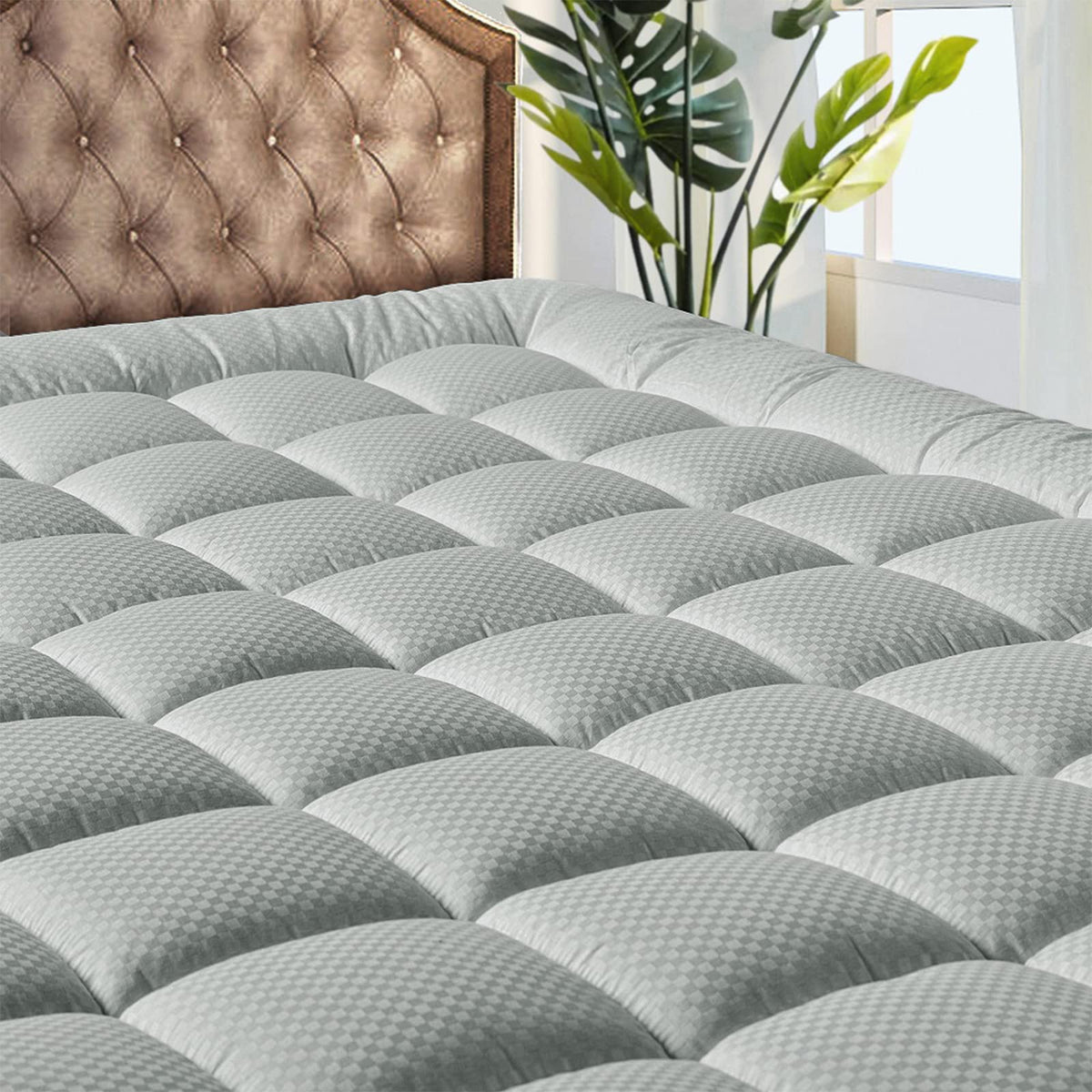 MATBEBY Twin Size Mattress Pad - Cooling Breathable Mattress Topper, Quilted Fitted Mattress Protector, Pillow Top Mattress Cover with 8-21" Deep Pocket, Soft, Machine Washable, White, 39x75 Inches