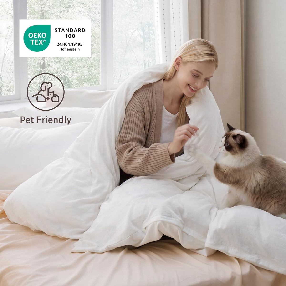 Bedsure Prewashed Duvet Cover Full, Cotton-Like Soft Bedding Set, White