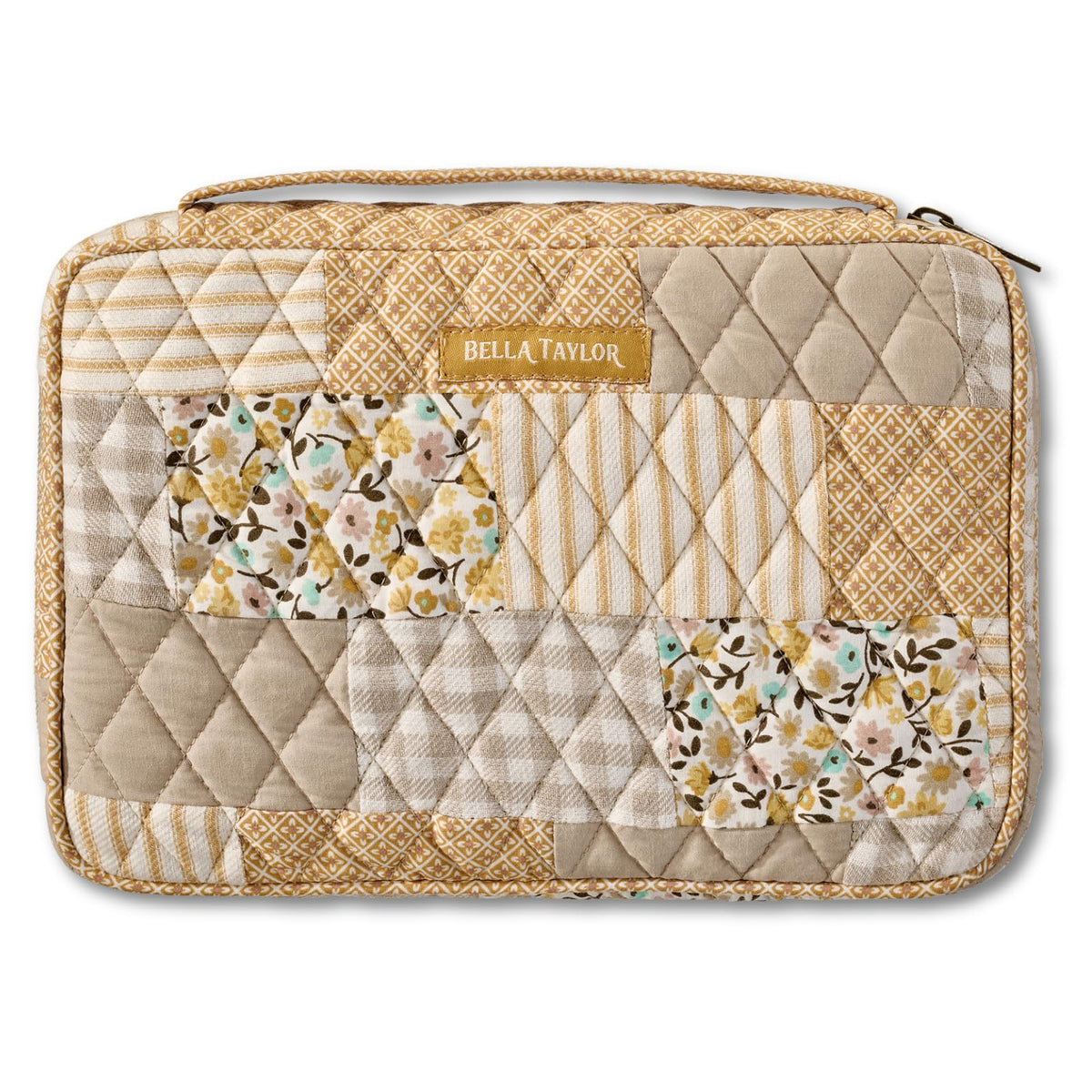 Bella Taylor Bible Cover, Quilted Bible Case, Khaki Patchwork