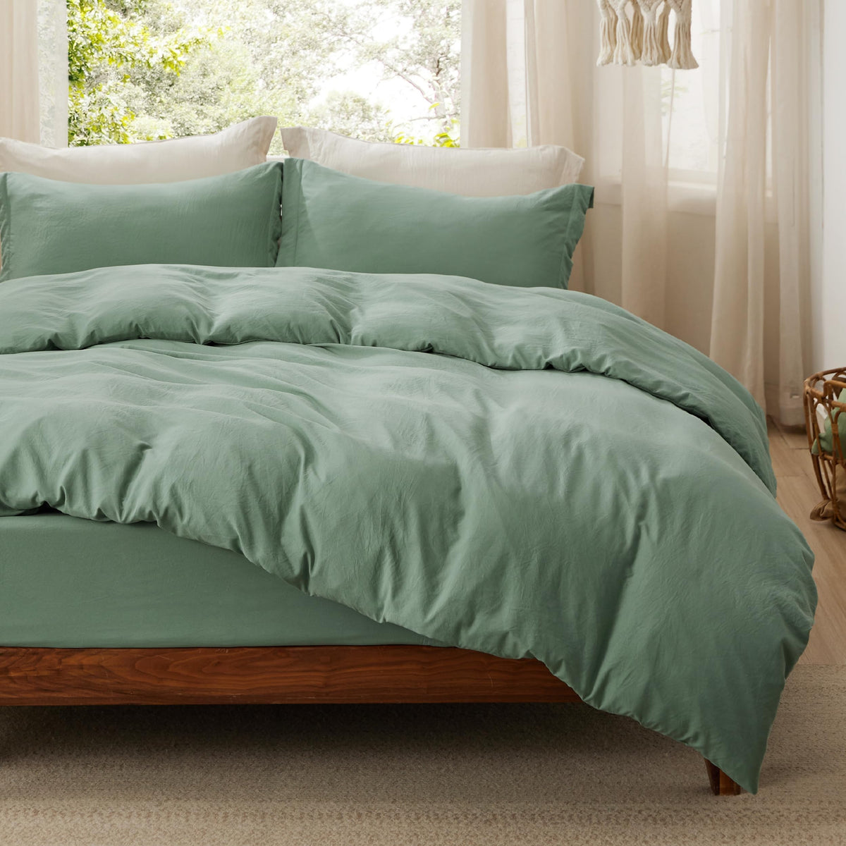 Bedsure Prewashed Duvet Cover Full, Cotton-Like Soft Bedding Set, White
