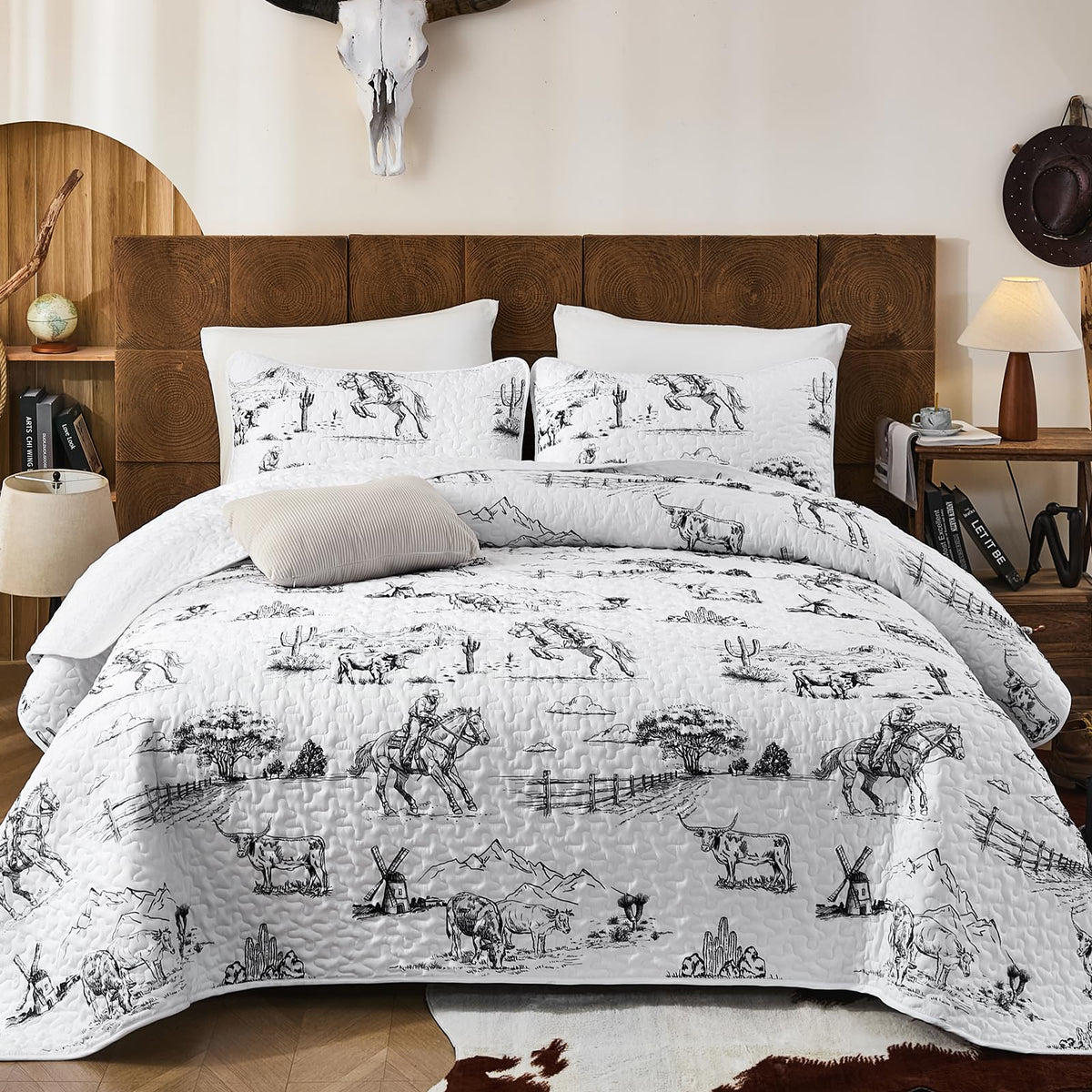 WONGS BEDDING Sage Green Quilt Set King Size, Botanical Floral Bedspread