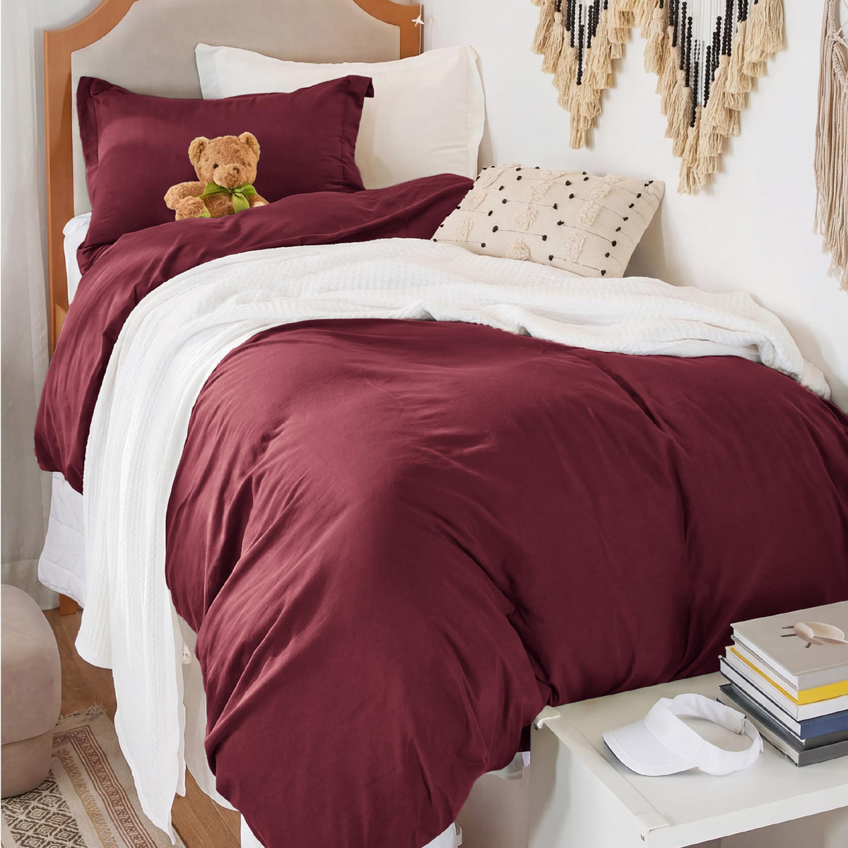 Bedsure Prewashed Twin/Twin XL Duvet Cover, Cotton-Like Bedding Set, White