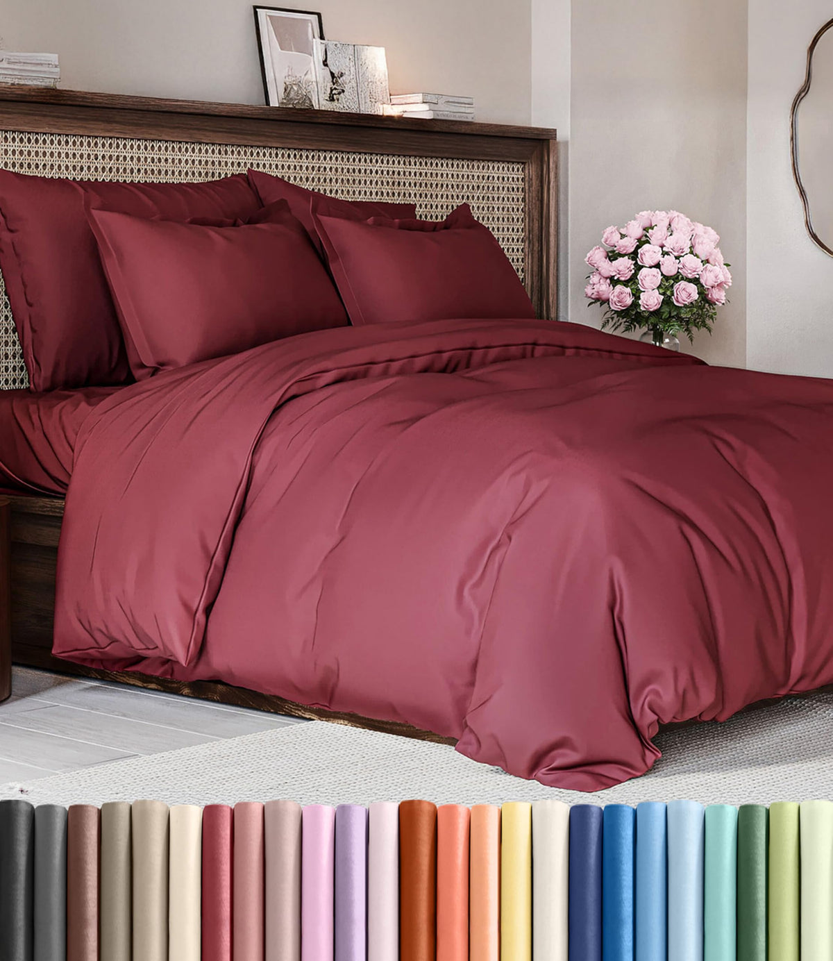 Duvet Cover Queen Size - Extra Soft 3 Piece with Zipper Closure - White