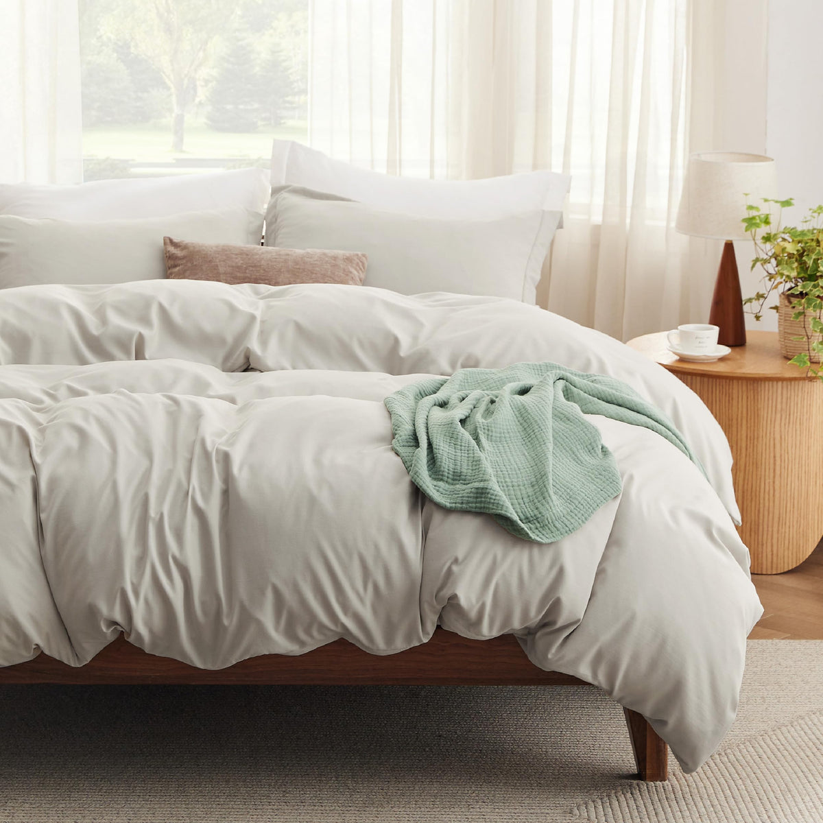 Bedsure Prewashed Duvet Cover Full, Cotton-Like Soft Bedding Set, White