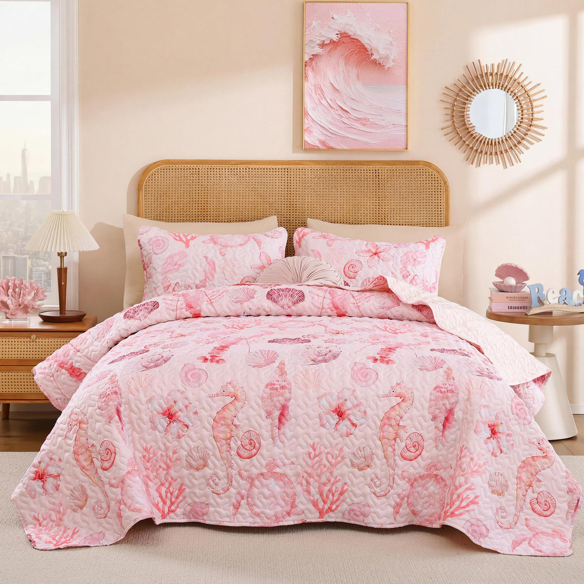 weigelia Coastal Quilt Twin Size, Sea Turtle Lightweight Summer Bedding
