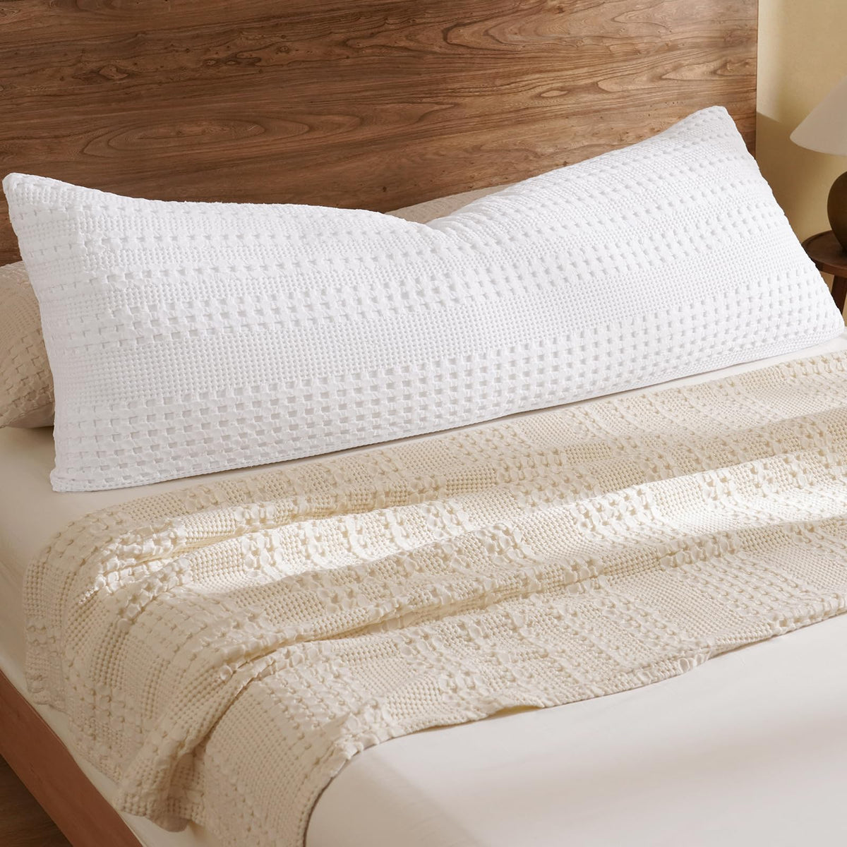 PHF Cotton Waffle Body Pillowcase 20" x 54", Oatmeal, No Insert