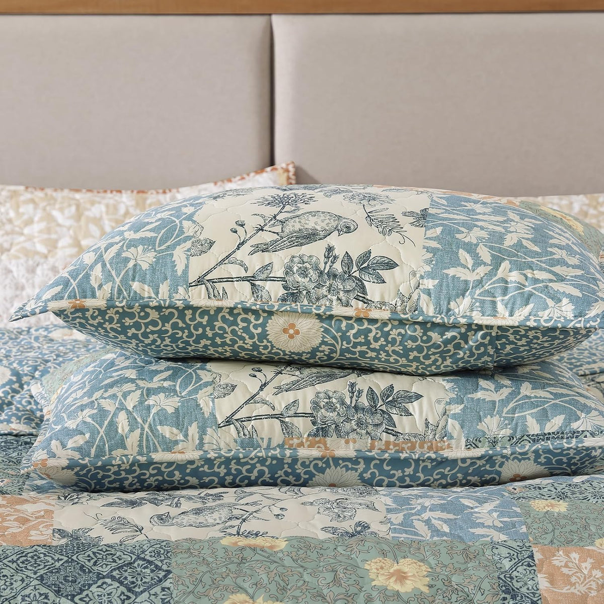 Quilts Queen Size-3 Pieces Soft Queen Bedspread Floral Patchwork Quilt