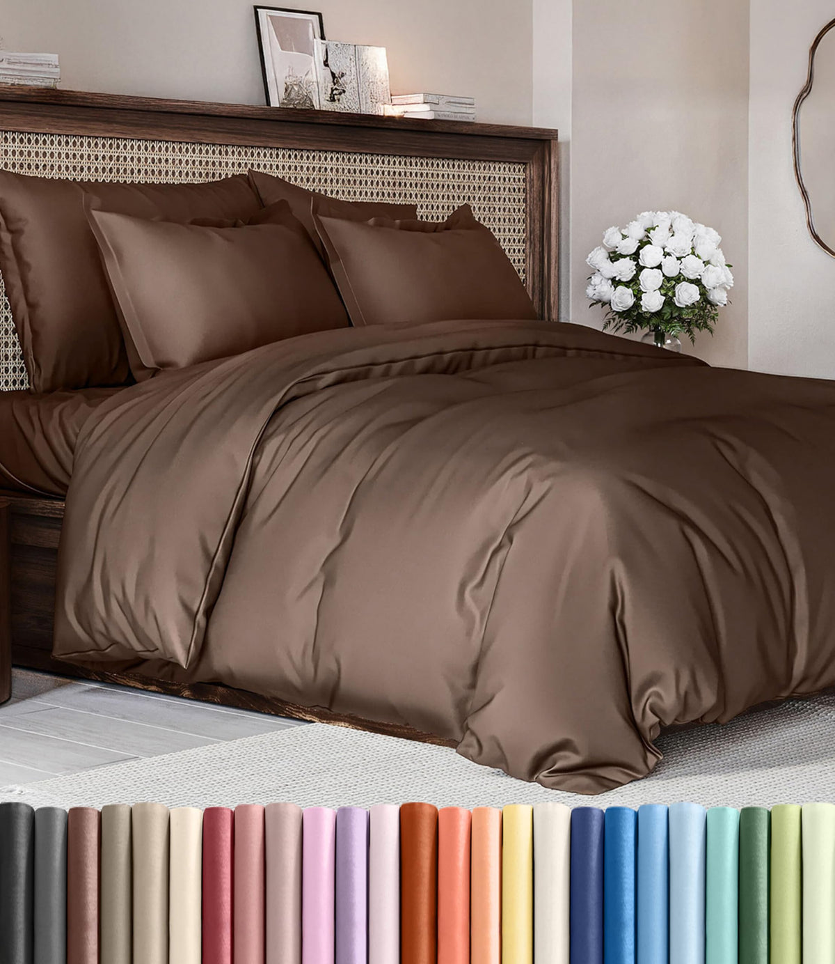 Duvet Cover Queen Size - Extra Soft 3 Piece with Zipper Closure - White