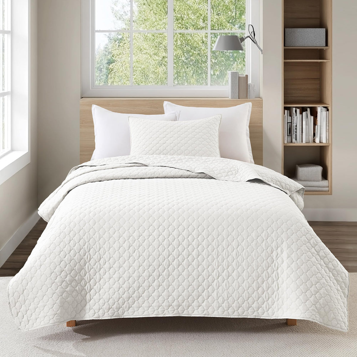 HORIMOTE HOME Quilt Twin Size Dusty Blue, Lightweight Quilt for Summer Ultra-Soft Microfiber Modern Style Quilted Clouds Pattern Bedspread Quit Set 2 Pieces (1 Quilt and 1 Pillow Sham)