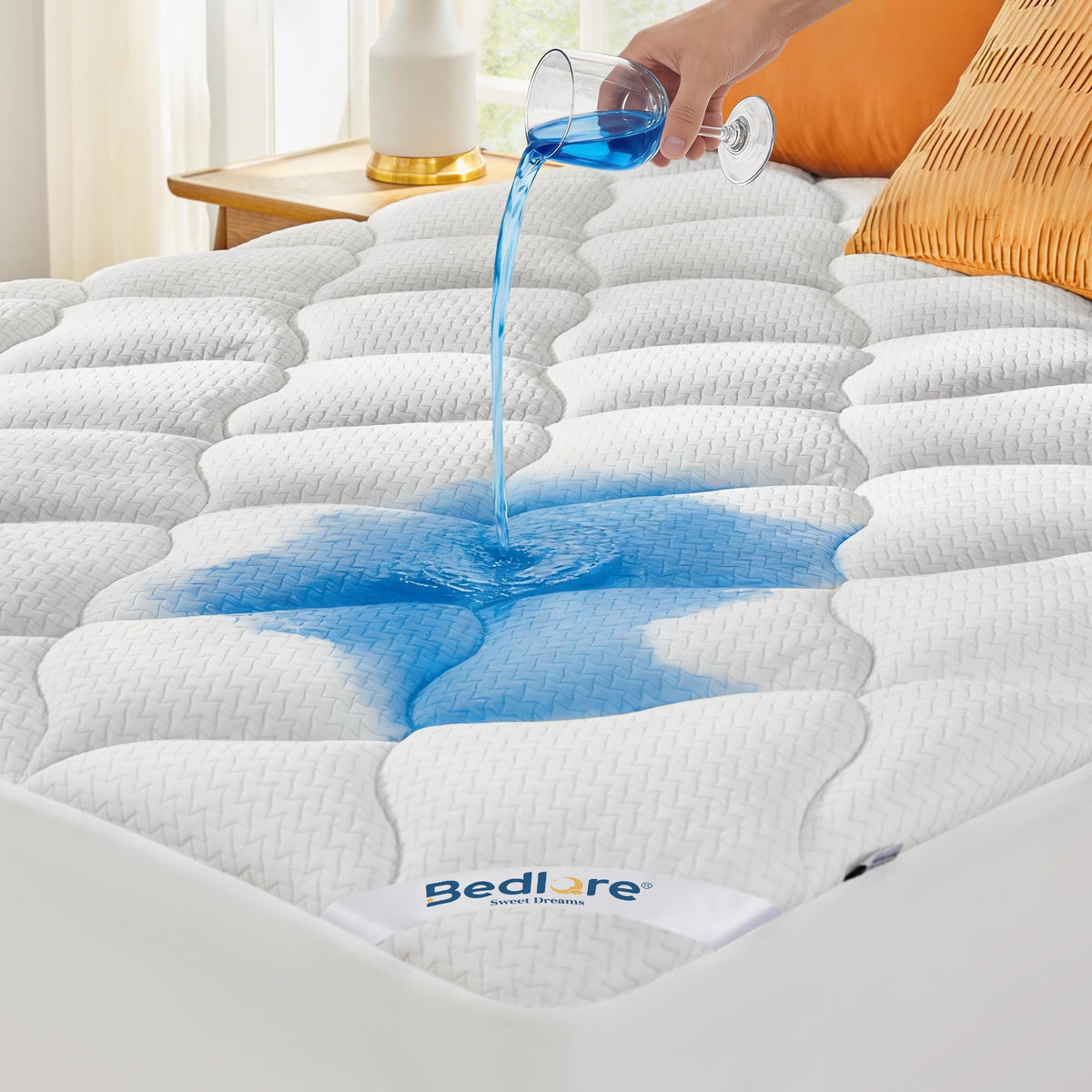 BEDLORE Waterproof King Mattress Pad, Breathable Mattress Protector with 6-18 Inch Deep Pocket, Quilted Fitted Mattress Topper Bed Cover, Noiseless & Machine Washable