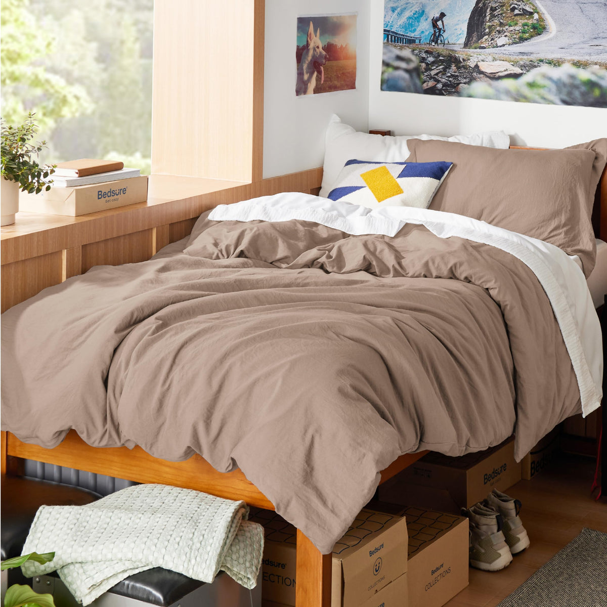 Bedsure Prewashed Twin/Twin XL Duvet Cover, Cotton-Like Bedding Set, White