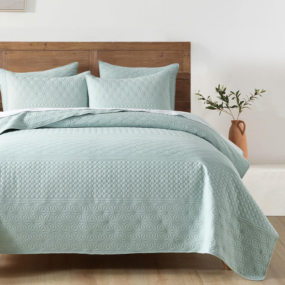 HORIMOTE HOME Quilt Twin Size Dusty Blue, Lightweight Quilt for Summer Ultra-Soft Microfiber Modern Style Quilted Clouds Pattern Bedspread Quit Set 2 Pieces (1 Quilt and 1 Pillow Sham)