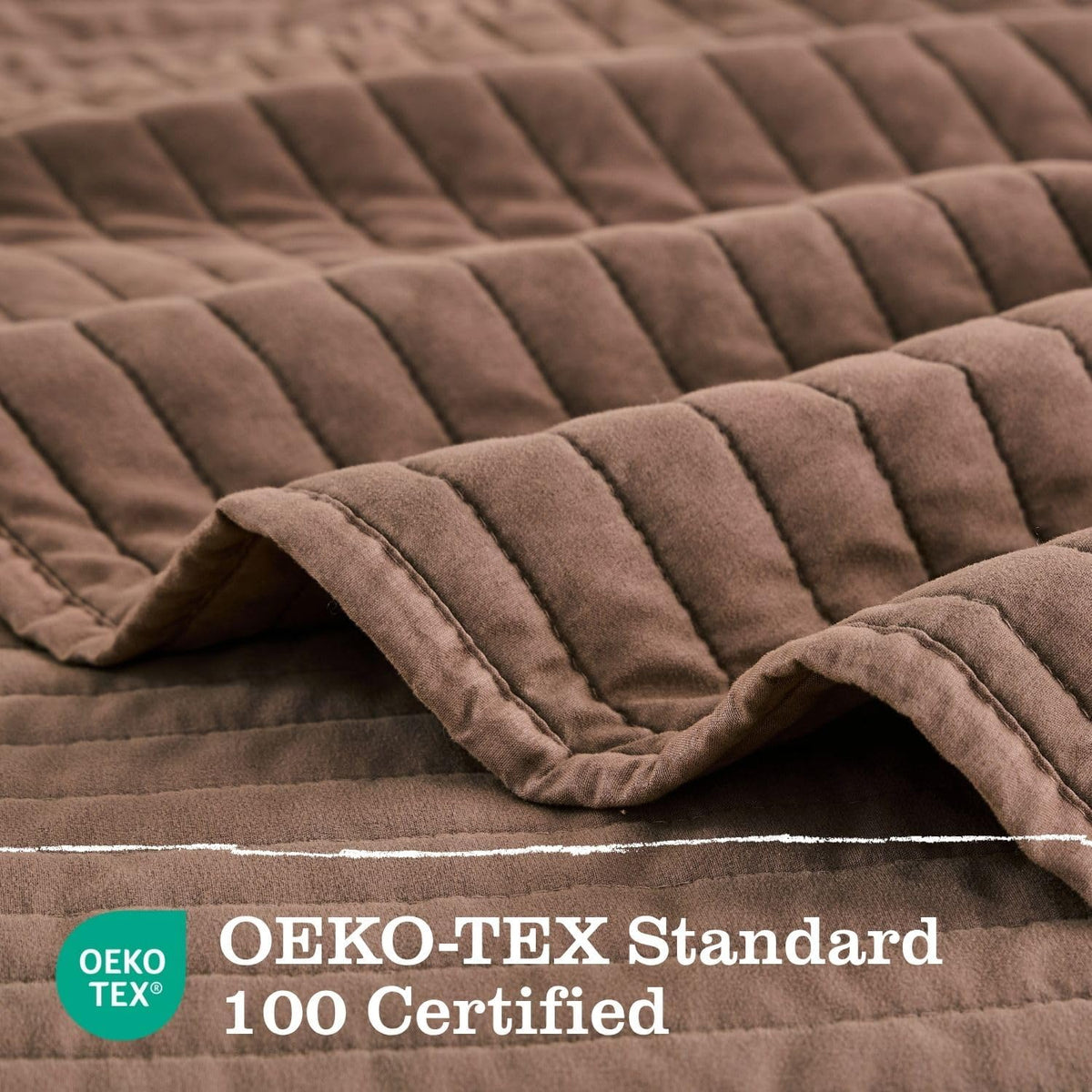 DOWN HOME King Quilt Bedding Set with Shams, Vintage Washed Quilted Blanket Thin Comforter Lightweight Bedspread Coverlet Bed Cover, Brushed Microfiber Stripe Stitching, Sandstone Brown, 104"x90"