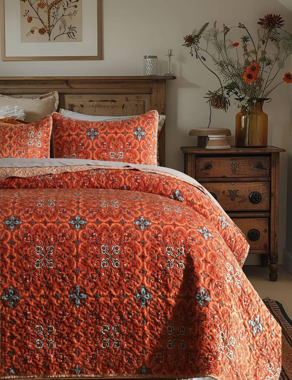 Twin Quilt Set - Washed Quilted Patchwork Comforter Coverlet, Lightweight Breathable Bedspread for All Seasons, Reversible 68"x90" with 2 Pillow Shams, Machine Washable