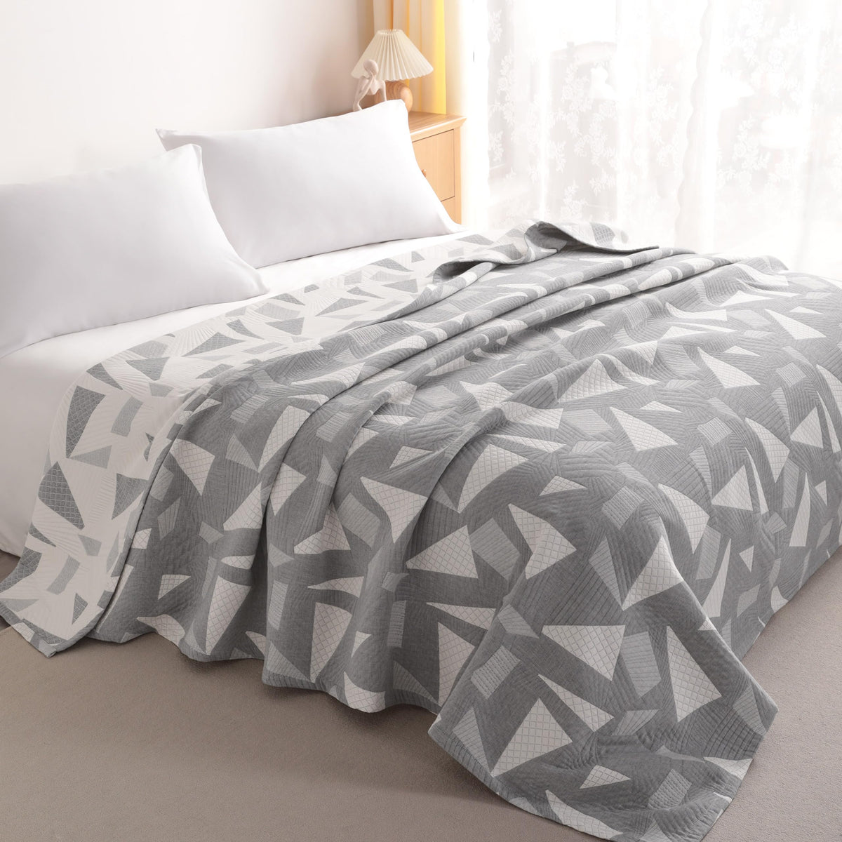 NTBAY Twin 3 Layer Muslin Cotton Blanket, 68 x 92, Blue Stars