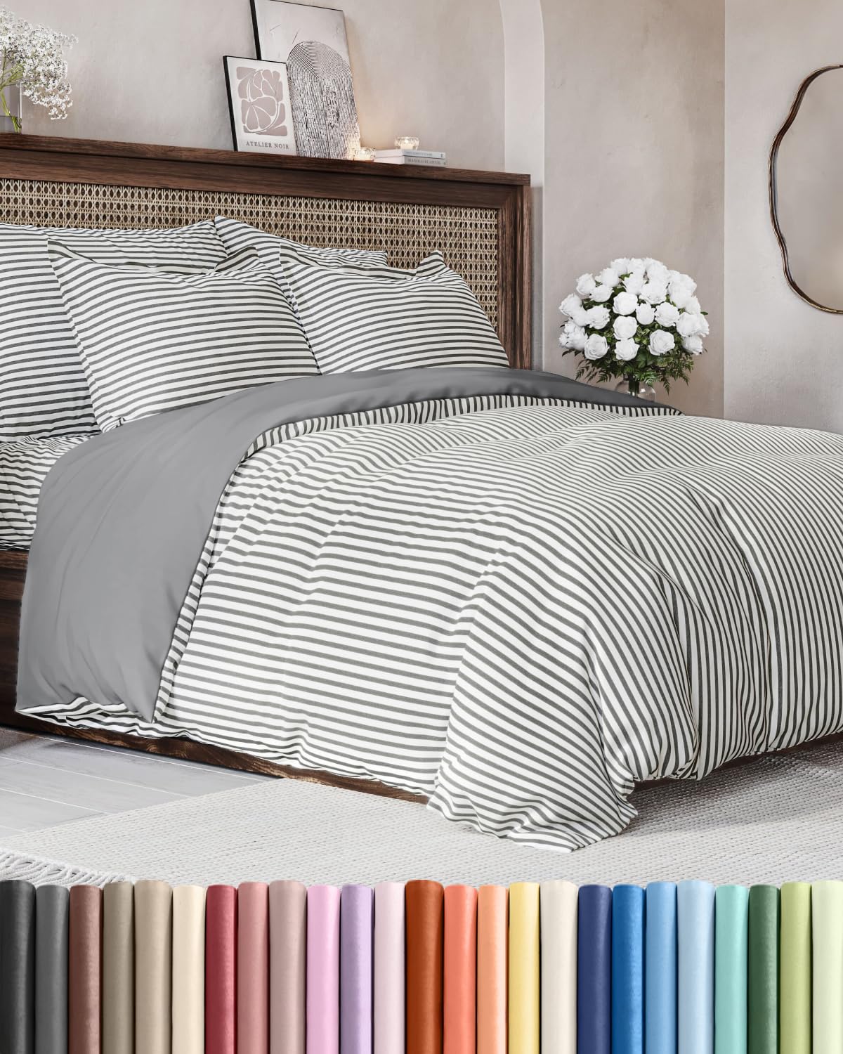 Duvet Cover Queen Size - Extra Soft 3 Piece with Zipper Closure - White