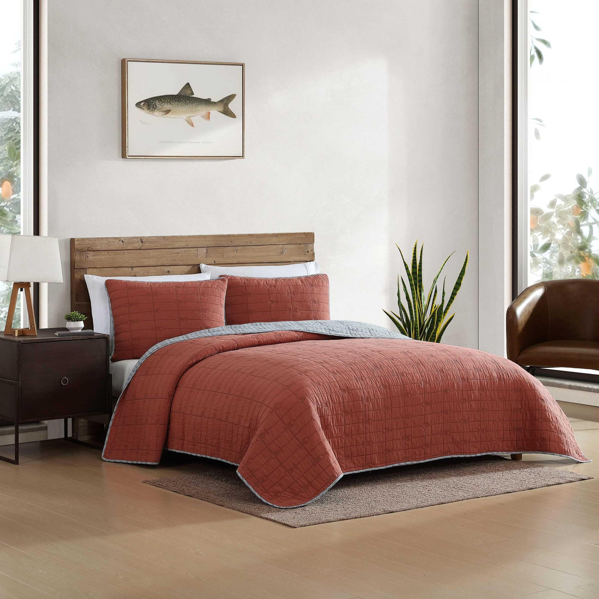 Eddie Bauer - Twin Reversible 100% Cotton Quilt Set with Coordinating Sham