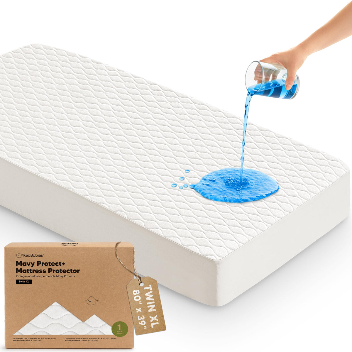 2pk Waterproof Crib Mattress Protector Cover Fitted 52x28 (Soft White/Mavy)