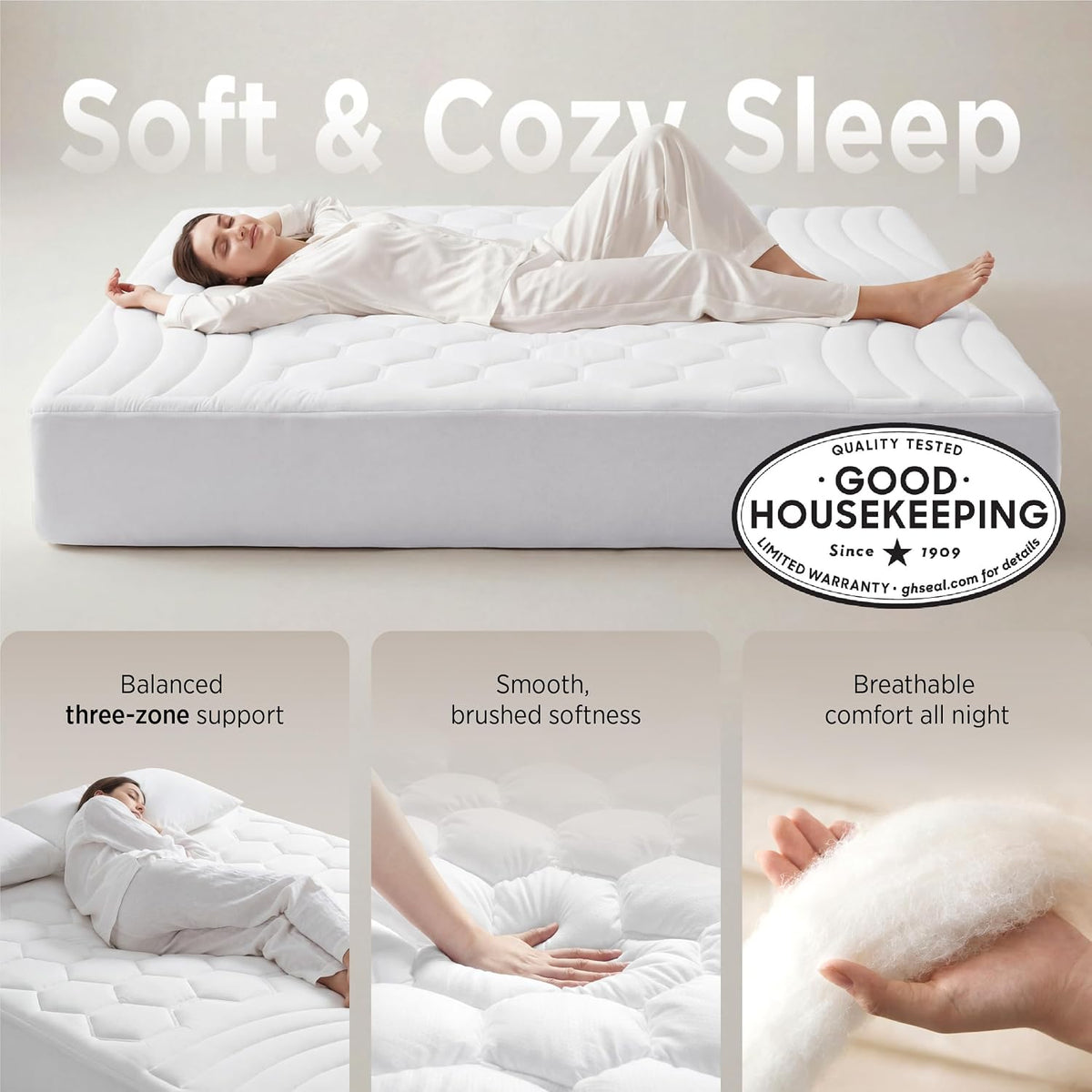 Bedsure King Mattress Pad, Mattress Topper with 8-21 Inches Deep Pocket