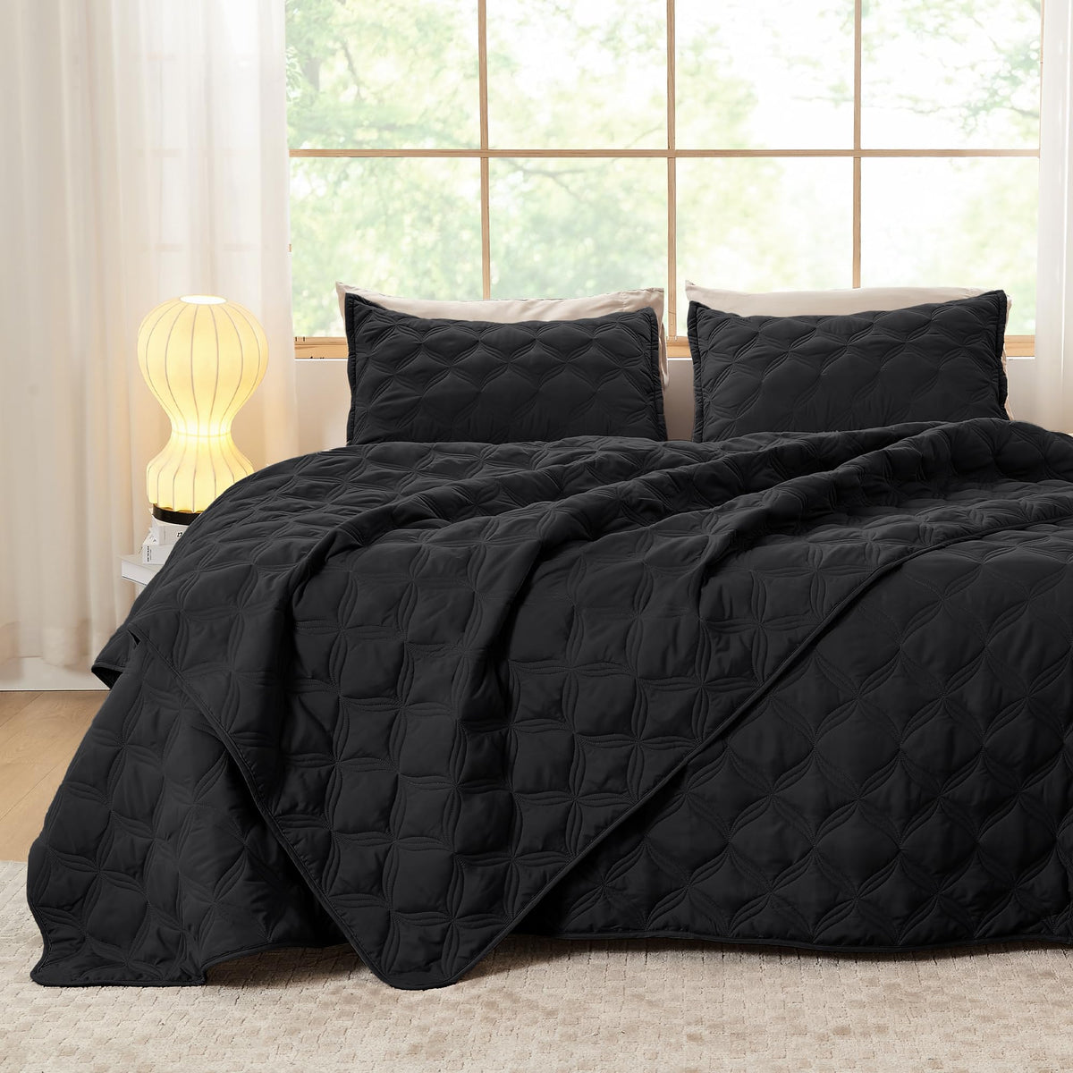 Litanika King Quilt Bedding Set, 3 Pieces Teal Blue Bedspreads Set