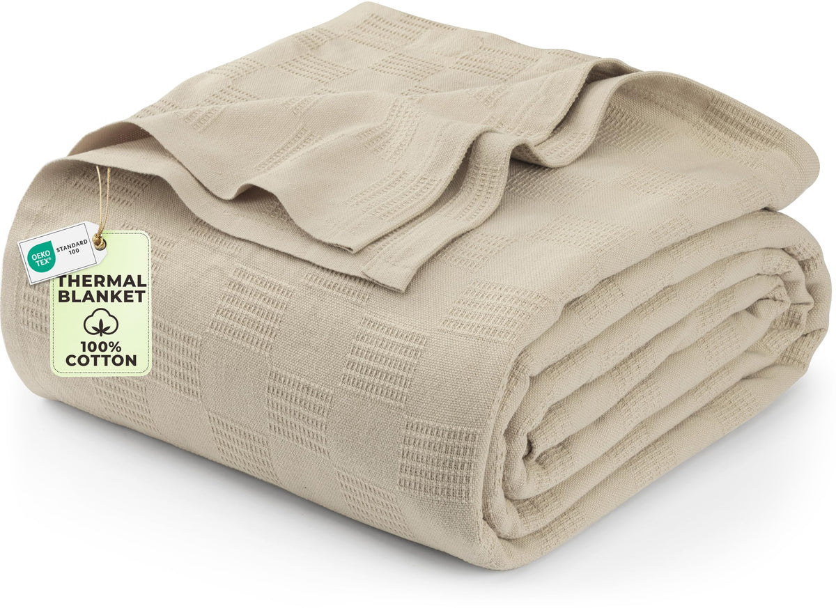 Utopia Bedding 100% Cotton Thermal Blanket White Twin, 90x72 Inches