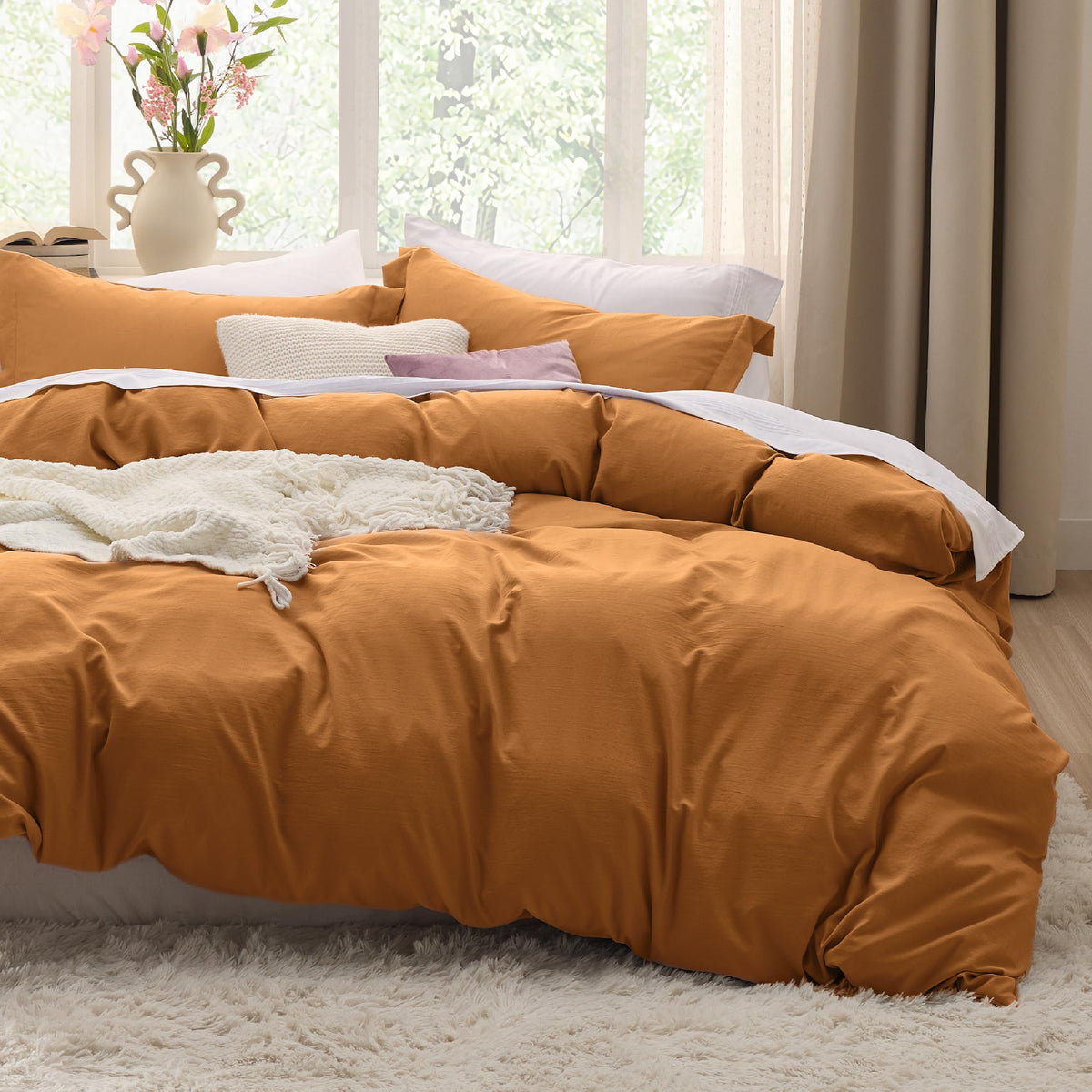 Bedsure Prewashed Duvet Cover Full, Cotton-Like Soft Bedding Set, White