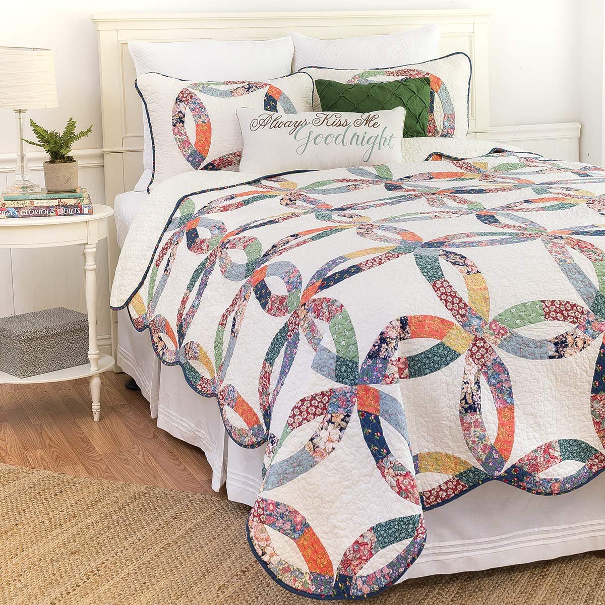 C&F Home Heritage Double Wedding Ring Patchwork Cotton Blend Twin Quilt Set