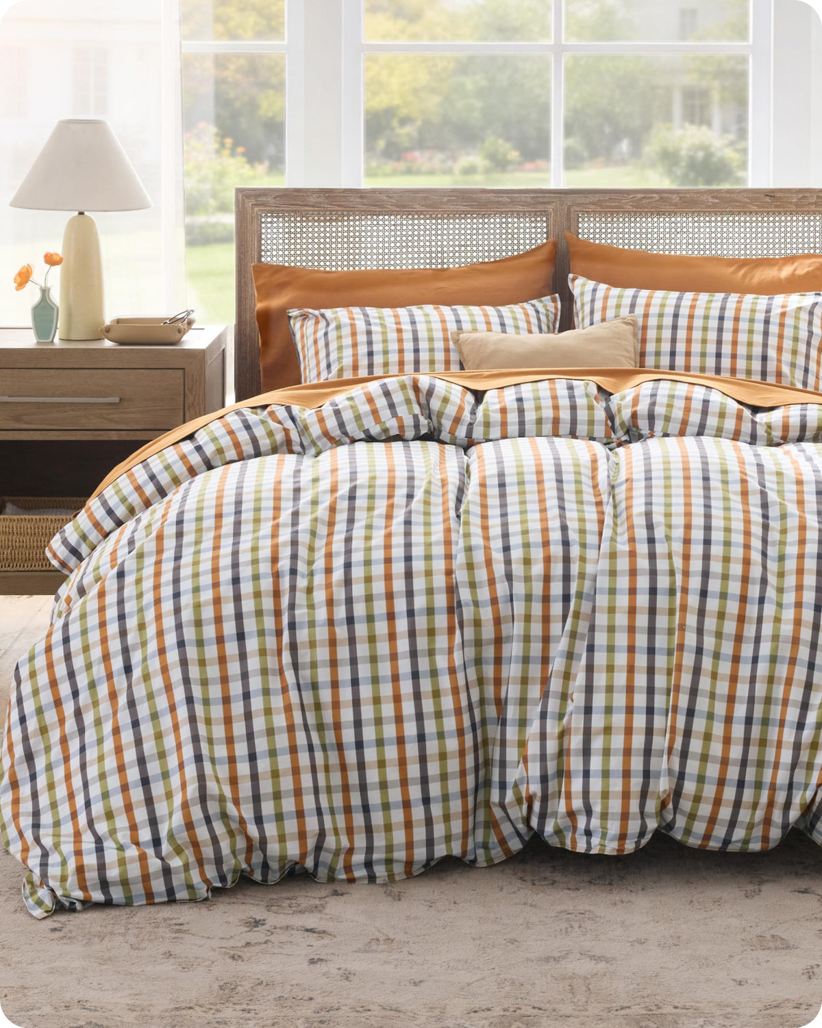 Bedsure PureWoven 100% Cotton Floral Duvet Cover Set, Queen, Green