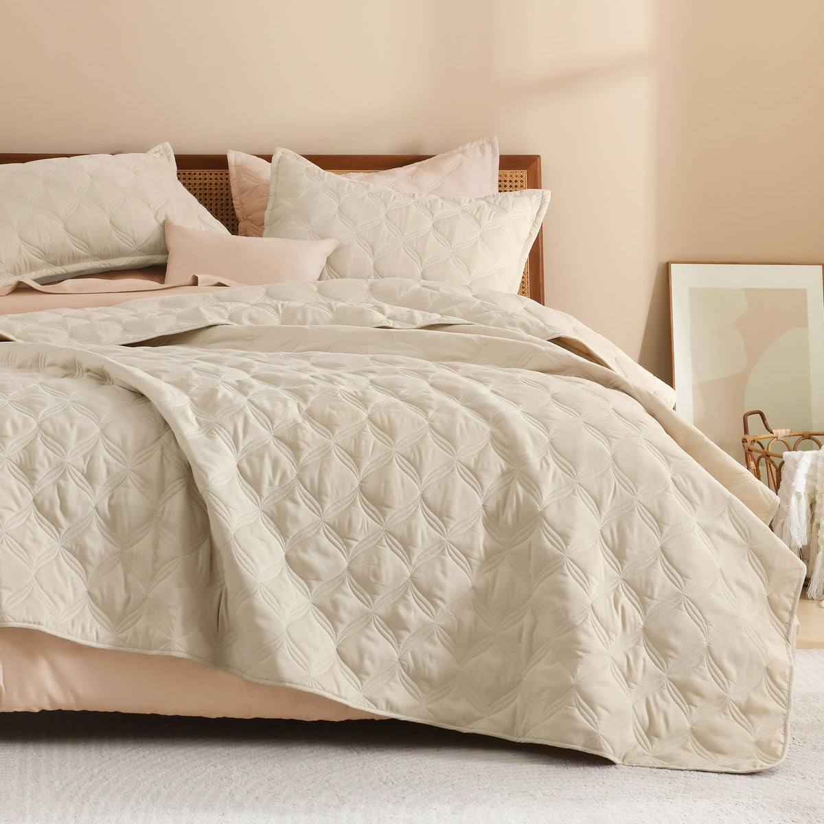 Litanika King Quilt Bedding Set, 3 Pieces Teal Blue Bedspreads Set