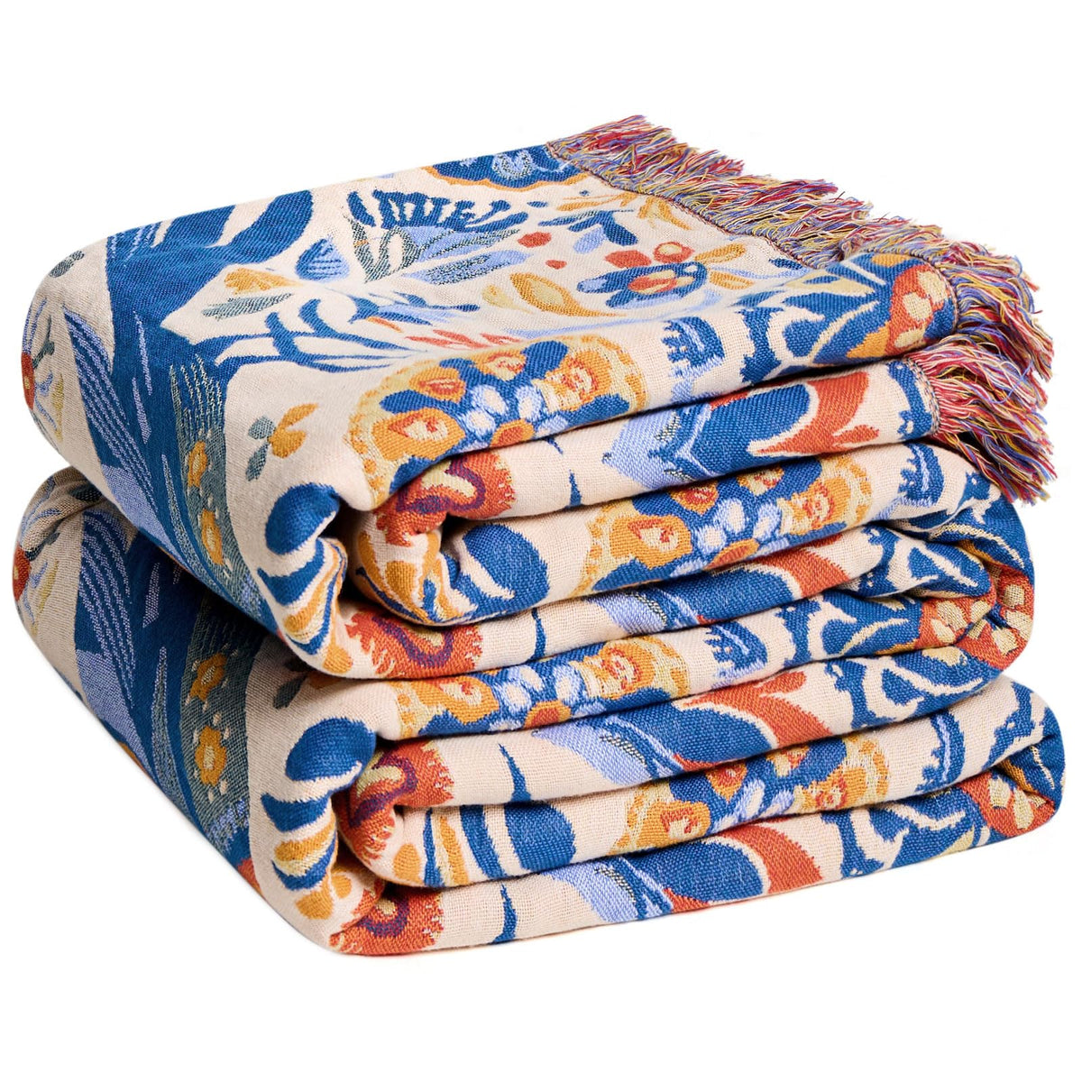 Boho Throw Blanket, 100% Cotton Lightweight Throws for Couch 50"x60"