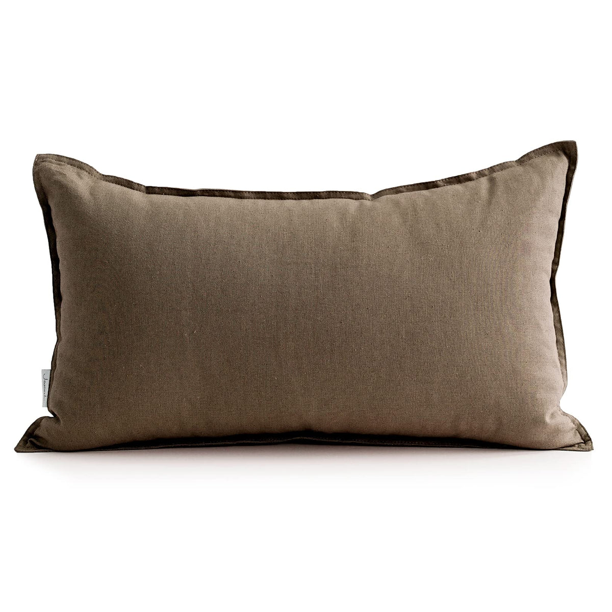 Jeanerlor Cotton Linen Square Decorative Throw Pillow Case Cushion Cover with Twin Needles Stitch on Edge,for Wedding Party Gift Car 12"x20"(30 x 50cm), Olive Green