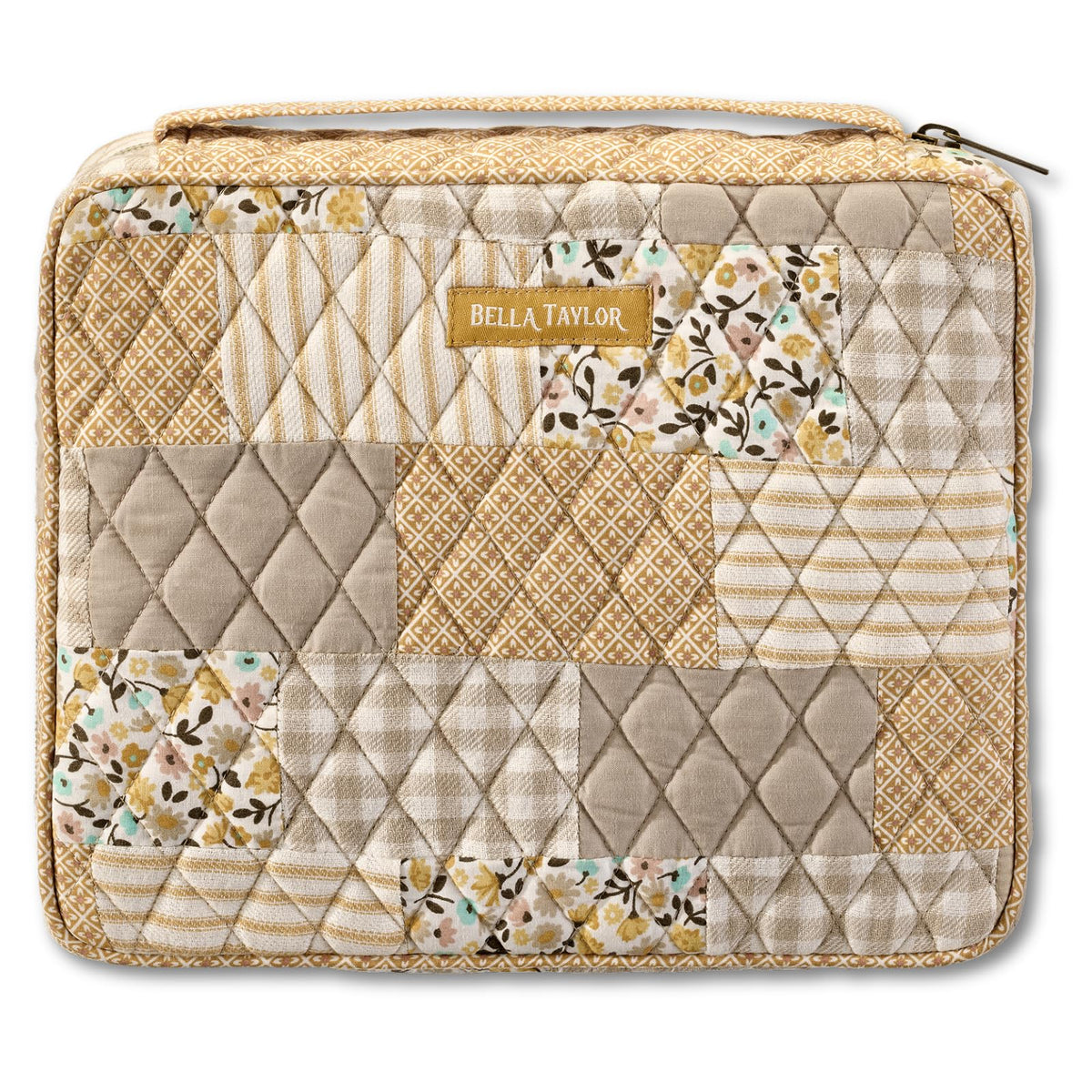 Bella Taylor Bible Cover, Quilted Bible Case, Khaki Patchwork