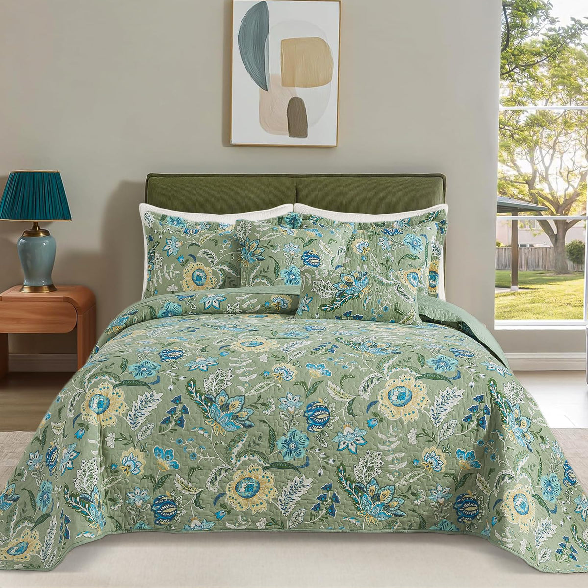 BEDIFANY 100% Cotton Cover Quilts King Size for Farmhouse- Fall Bedspread