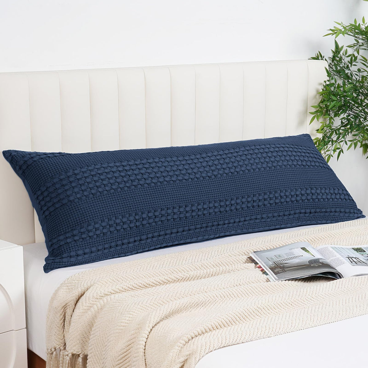 PHF Cotton Waffle Body Pillowcase 20" x 54", Oatmeal, No Insert
