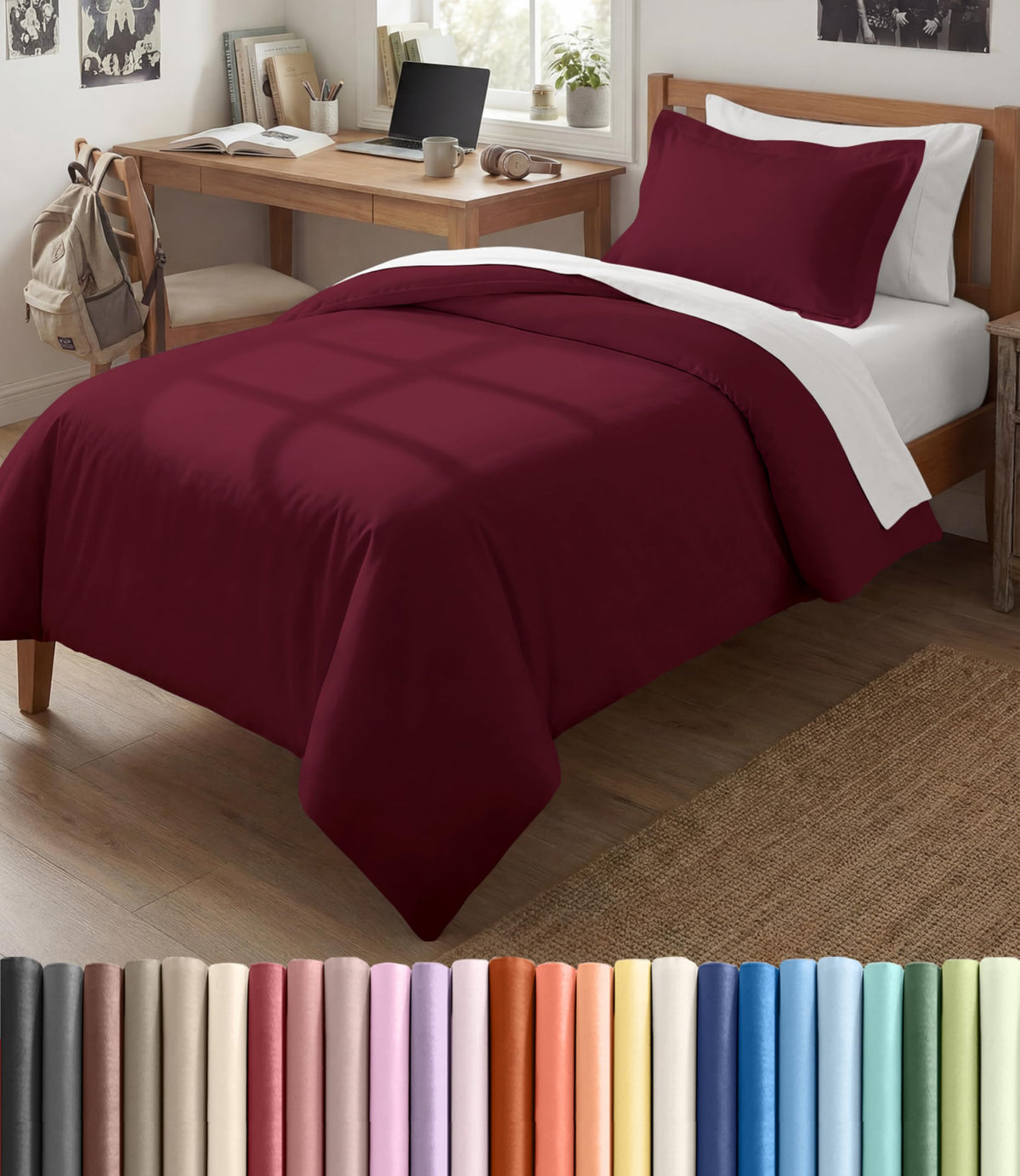 Duvet Cover Queen Size - Extra Soft 3 Piece with Zipper Closure - White