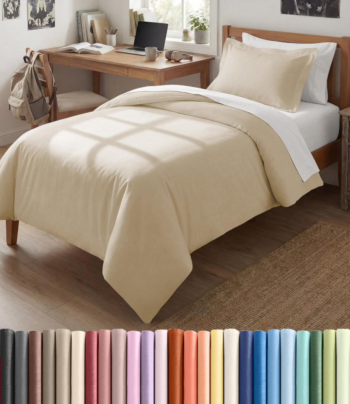 Duvet Cover Queen Size - Extra Soft 3 Piece with Zipper Closure - White