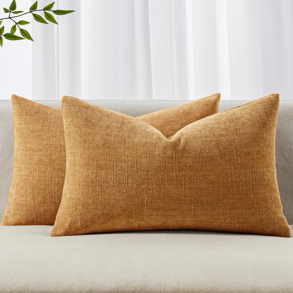 MIULEE 26x26 Inch Euro Textured Chenille Pillow Covers Chocolate Brown