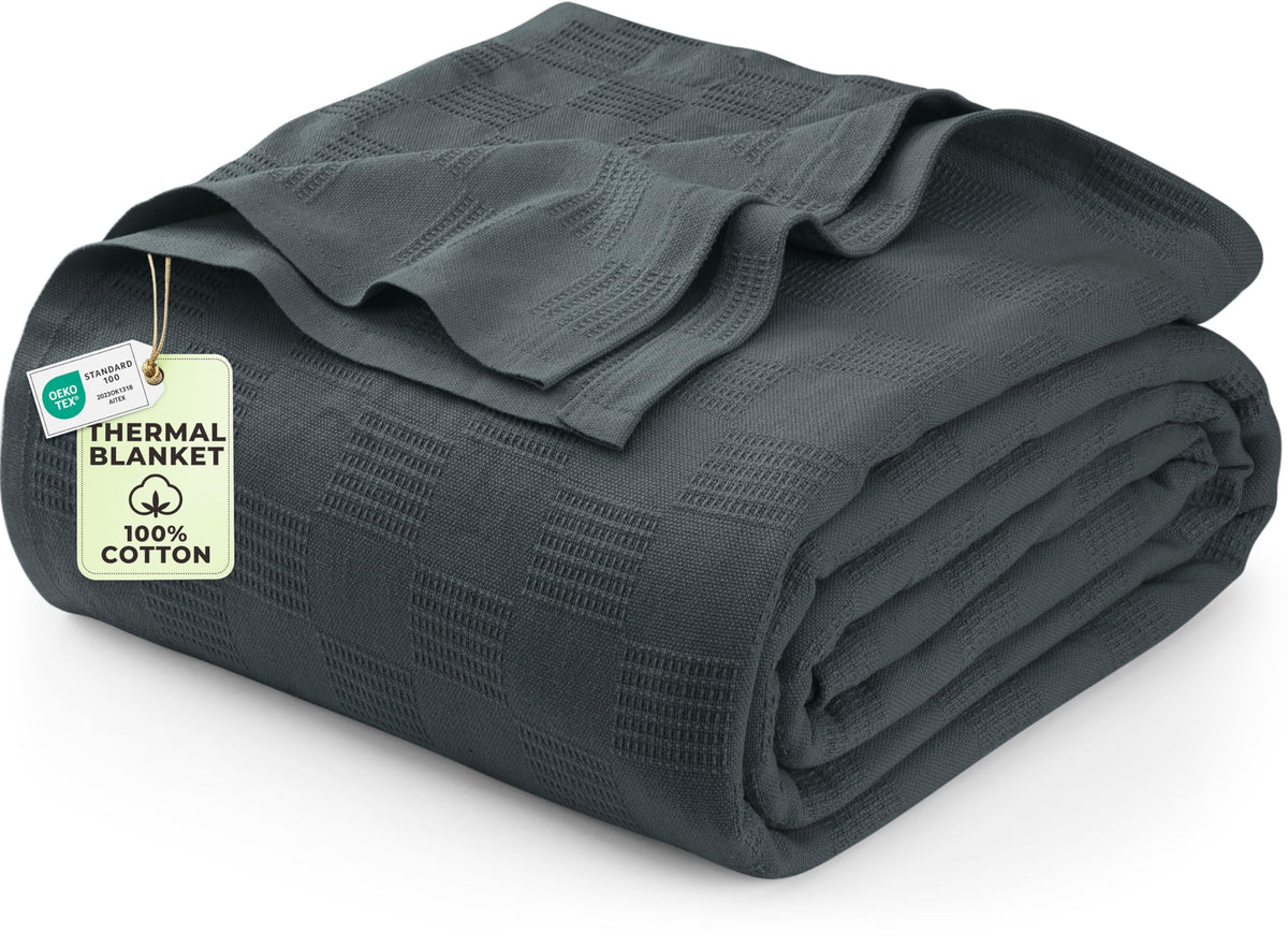 Utopia Bedding 100% Cotton Thermal Blanket White Twin, 90x72 Inches