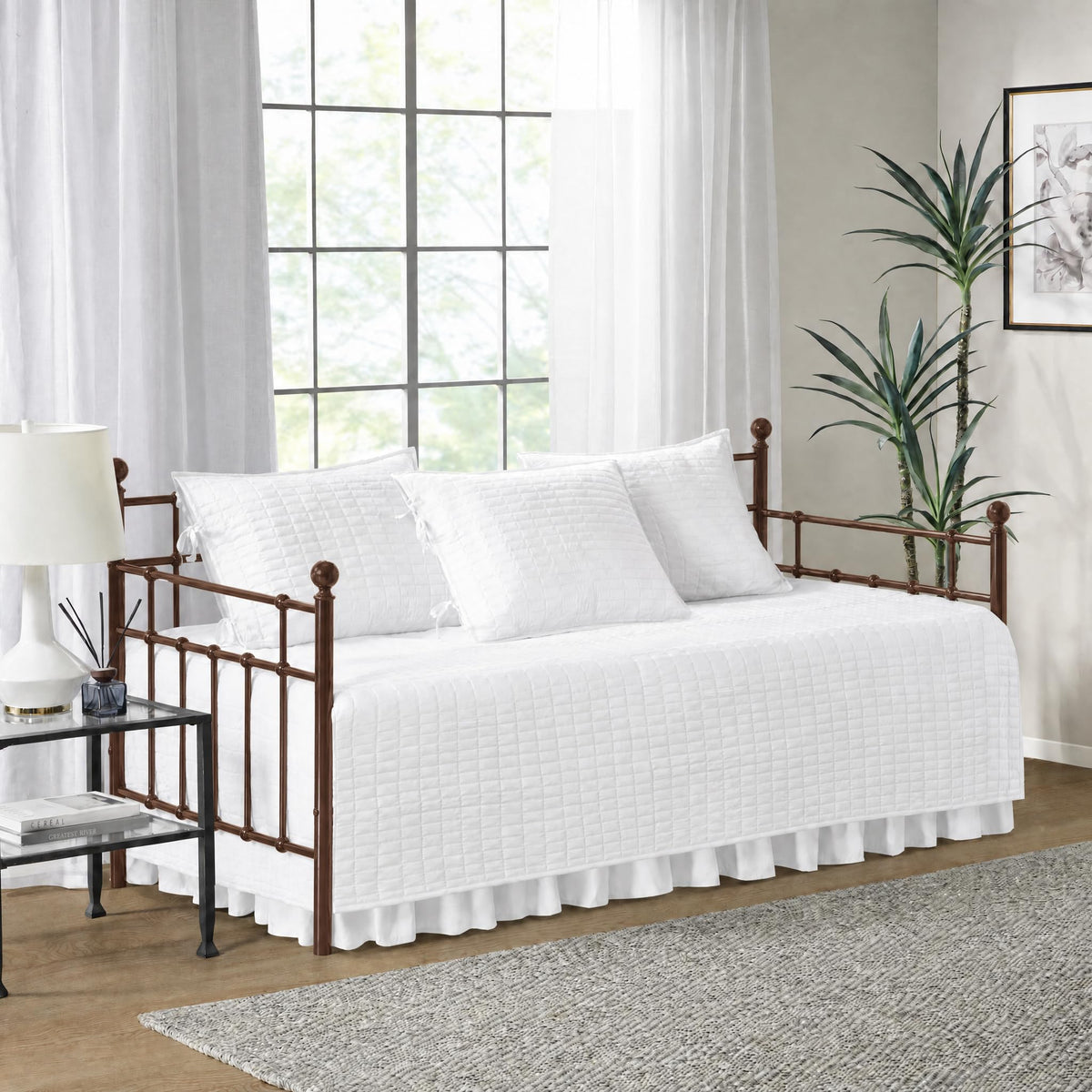 Comfort Spaces Kienna Daybed Cover Set 5 Piece with Bedskirt, 75 x 39 Blush