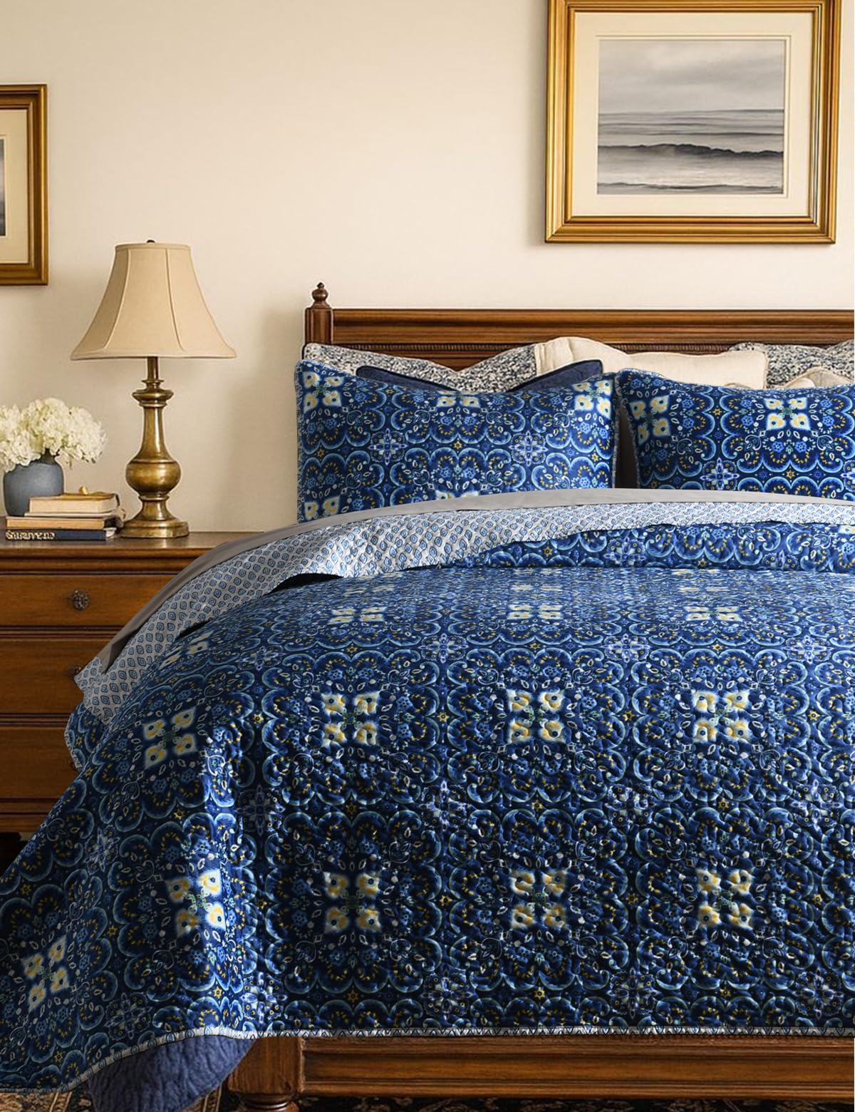 Twin Quilt Set - Washed Quilted Patchwork Comforter Coverlet, Lightweight Breathable Bedspread for All Seasons, Reversible 68"x90" with 2 Pillow Shams, Machine Washable
