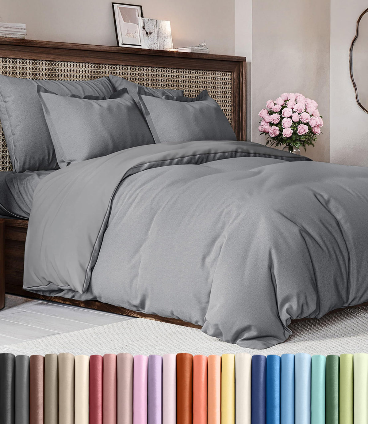 Duvet Cover Queen Size - Extra Soft 3 Piece with Zipper Closure - White