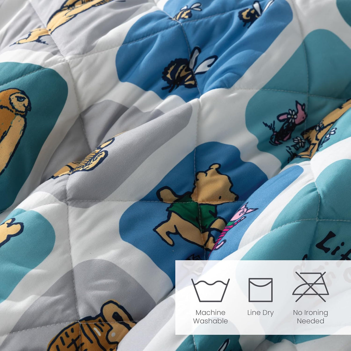 Berkshire Winnie and Friends Microfiber Quilt Set, Ultra Soft Lightweight Coverlet Bedspread with 1 Sham, All-Season Cozy Bedding for Bedroom(Twin/TwinXL, Friends Boxes Blue)